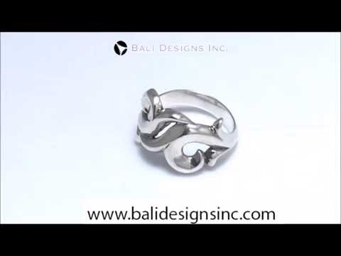 Sterling Silver handcrafted polished designer ring wholesale from Bali, Indonesia with smooth swirl pattern design