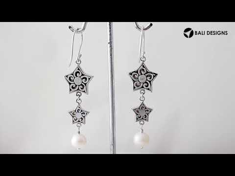 Mother Of Pearl star earrings with pearl drop