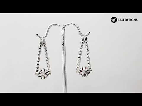 Pearl silver textured triangle drop earrings