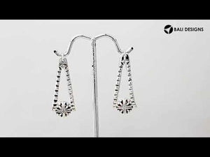 Pearl silver textured triangle drop earrings
