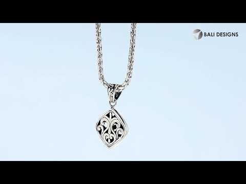 Sterling Silver Diamond Shape Filigree Pendant With Balinese Detailing.