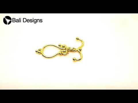 18K Gold Overlay Ornate Teardrop Toggle Clasp with decorative bar, handcrafted in India