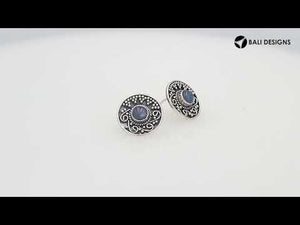 Sterling silver round Kyanite stud earrings