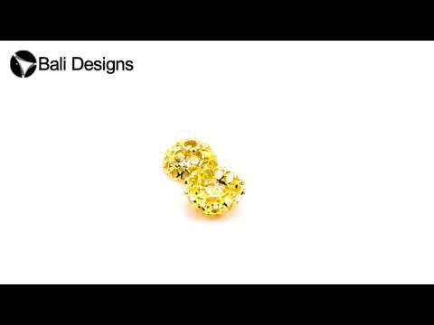 18K Gold Overlay Over Copper openwork dome bead cap with circular cut-out design and center hole, handcrafted jewelry component from India.