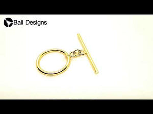 18K Gold Overlay Minimalist Round Toggle Clasp with polished golden finish, handcrafted in India