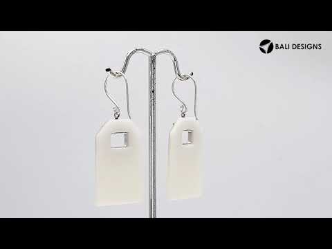 Mother of Pearl geometric earrings with silver filigree frame