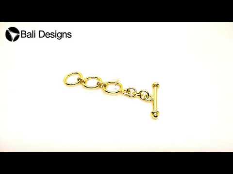 18K Gold Overlay Triple Ring Toggle Clasp with polished golden finish, handcrafted in India