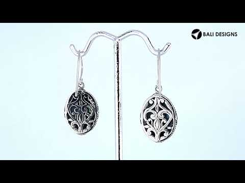 Sterling silver Abalone Shell oval earrings with floral silver center band for wholesale jewelry collection.