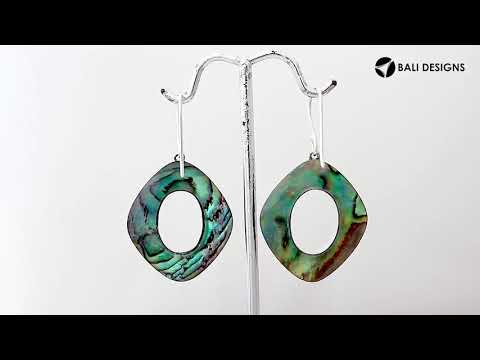 925 Sterling Silver Abalone Shell Cushion Filigree Earrings