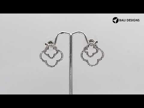 Wholesale Sterling Silver Clover Outline Stud Earrings With Bali Carved Detailing