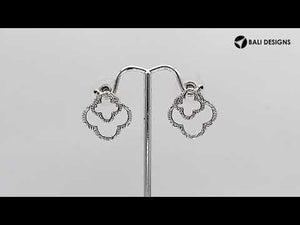 Wholesale Sterling Silver Clover Outline Stud Earrings With Bali Carved Detailing
