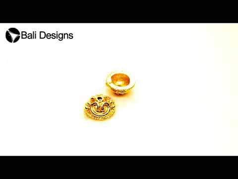 Ornamental dome bead caps with raised pattern made from 18K Gold Overlay Over Copper, handcrafted in India for wholesale jewelry use