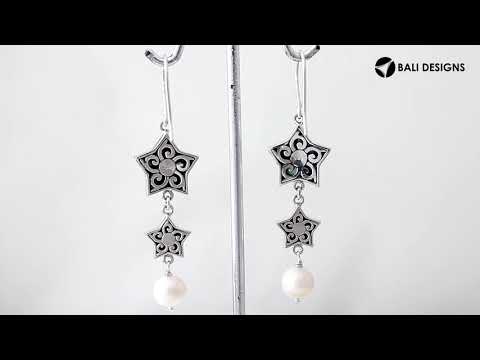 Abalone shell star earrings with pearl drop