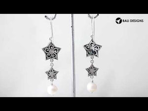 Abalone shell star earrings with pearl drop