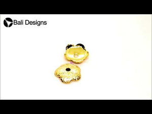 Handcrafted floral bead cap with center hole made with 18K Gold Overlay Over Copper, polished finish, handcrafted in India for wholesale jewelry making.