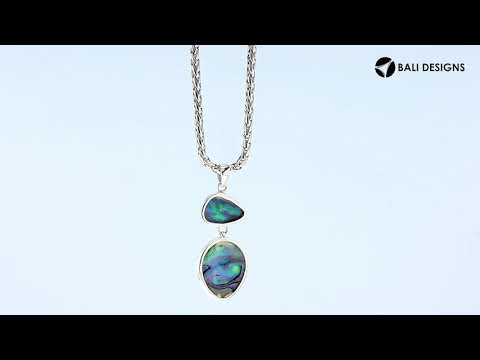 Sterling Silver Abalone Shell Dual Stone Designer Pendant For Wholesale Jewelry Buyers.