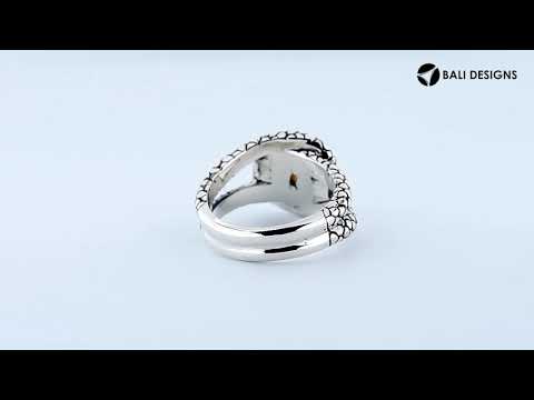 Sterling Silver Designer Round Shape Statement Ring With White Pearl