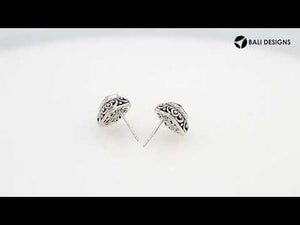 Wholesale Sterling Silver Rectangular Garnet Quartz Stud Earrings With Bali Scroll Frame Handcrafted In Bali