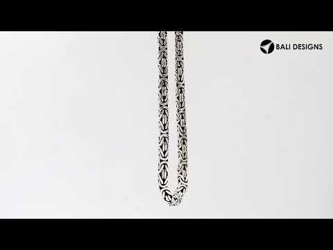 Wholesale 4MM sterling silver Byzantine square chain with lobster clasp, handcrafted Balinese design.