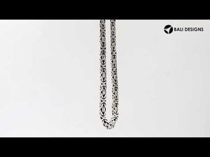 Wholesale 4MM sterling silver Byzantine square chain with lobster clasp, handcrafted Balinese design.