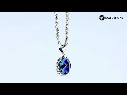 Sterling Silver Abalone Shell Round Pendant With Balinese Frame Design For Wholesale Buyers.