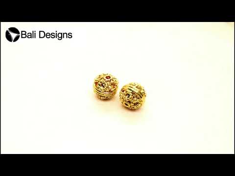 18K Gold Overlay Over Copper Indian handcrafted filigree round bead for wholesale jewelry making