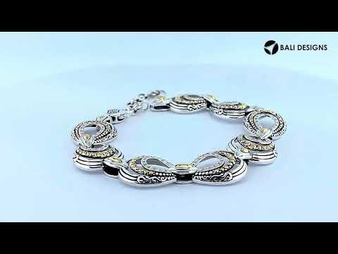 Wholesale Sterling Silver Bracelet With 18K Gold Diamond Infinity Links And Marquise Accents