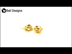 18K Gold Overlay Over Copper floral bead cap with rounded petal design and twisted center detail, handcrafted in India.