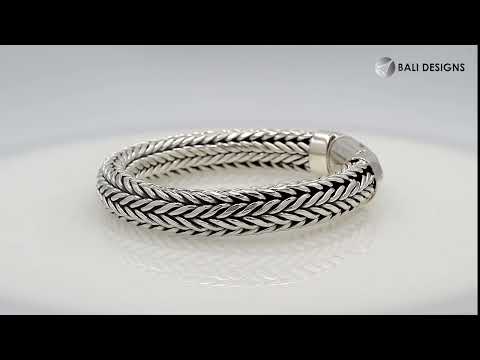 Sterling silver wheat chain bracelet with eagle engraved clasp and oxidized finish