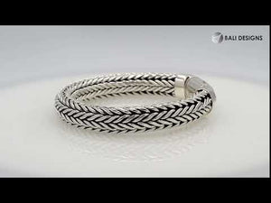 Sterling silver wheat chain bracelet with eagle engraved clasp and oxidized finish