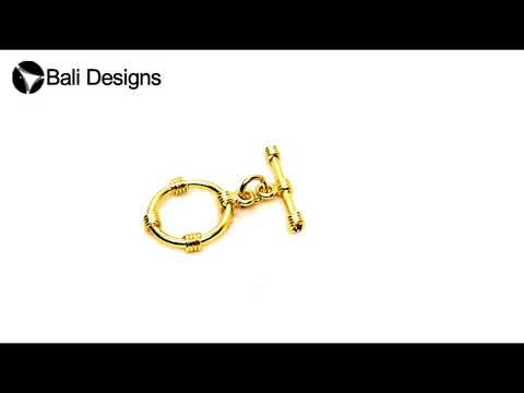18K gold overlay toggle clasp with four-band ring design, wholesale jewelry findings handcrafted in India.