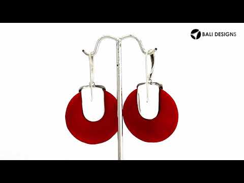 Red Coral Sterling Silver Round Drop Earwire Earrings