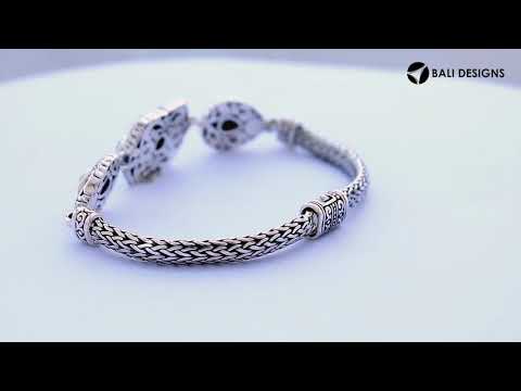 Wholesale Sterling Silver With 18K Gold Diamond Mandala Floral Teardrop Accent Bracelet