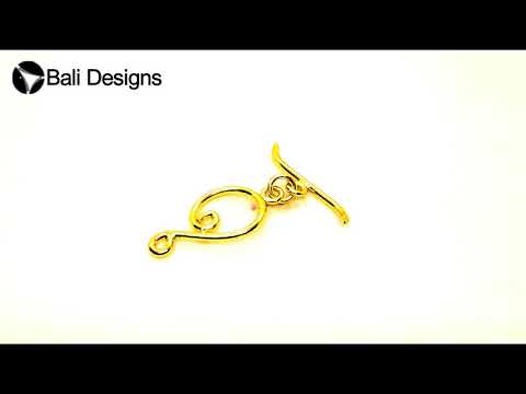 18K Gold Overlay Swirl Toggle Clasp with curved bar, handcrafted in India