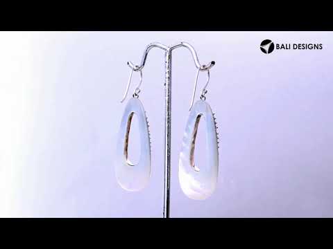 Mother Of Pearl Silver Designer Teardrop Earrings For Wholesale