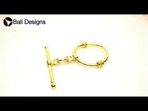 18K Gold Overlay Round Toggle Clasp with wire detailing, handcrafted in India