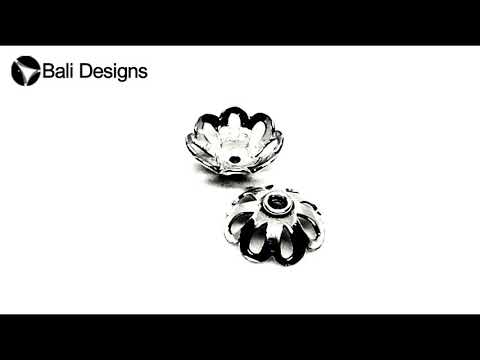 Antique silver overlay over copper bead cap handcrafted in India for wholesale jewelry making
