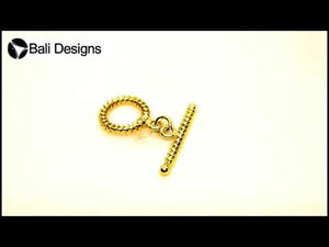 18K Gold Overlay Spiral Edge Toggle Clasp handcrafted in India with polished golden finish