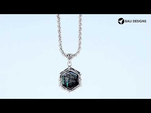 Sterling Silver Abalone Shell Hexagon Pendant With Polished Silver Frame For Wholesale Buyers.