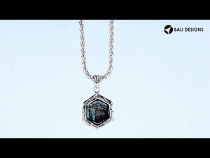 Sterling Silver Abalone Shell Hexagon Pendant With Polished Silver Frame For Wholesale Buyers.