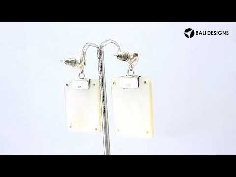 Mother Of Pearl Sterling Silver Rectangular Drop Push Back Earrings