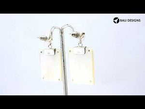 Mother Of Pearl Sterling Silver Rectangular Drop Push Back Earrings