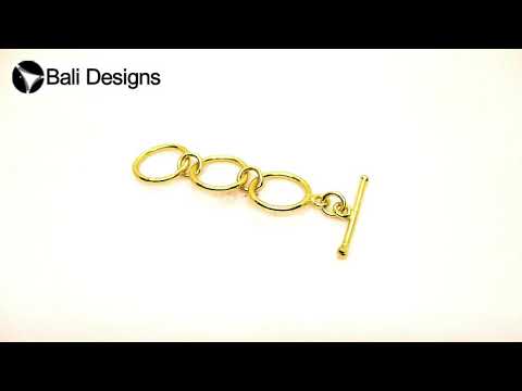 18K gold overlay round ring toggle clasp with polished finish, handcrafted in India, designed for wholesale jewelry making supplies.