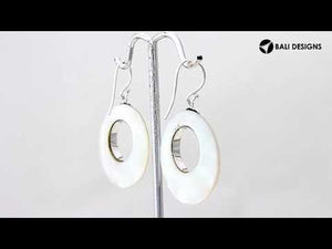 Mother Of Pearl Silver Round Filigree Earrings With Earwire For Wholesale