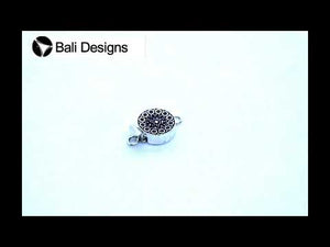 Silver Overlay Over Copper Round Multi Strand Clasp With 1 Hole handcrafted in India with floral embossed design and antique oxidized finish for wholesale jewelry supply.