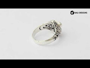 Sterling Silver Balinese Design Ring With Round Fresh Water Pearl