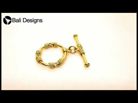 18K Gold Overlay Decorative Ring Toggle Clasp handcrafted in India for wholesale jewelry