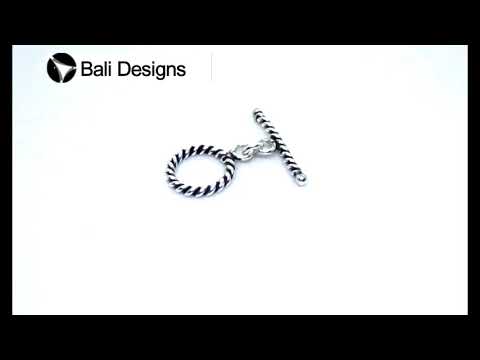 Silver Overlay rope twist toggle clasp – wholesale bulk jewelry findings from Bali for bracelets and necklaces.