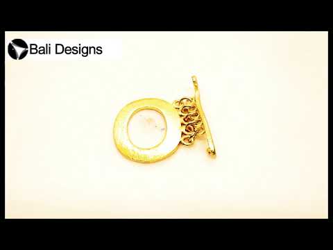 18K Gold Overlay Textured Oval Toggle Clasp with flat bar handcrafted in India wholesale jewelry