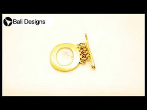 18K Gold Overlay Textured Oval Toggle Clasp with flat bar handcrafted in India wholesale jewelry